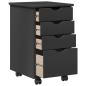 Preview: Rollschrank Mit Rad Grau 34 x 39 x 56 cm Massives Kiefernholz