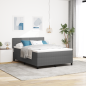 Preview: LED Boxspringbett Hellgrau und Weiß 140 x 190 cm Cordstoff