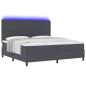 Preview: LED Boxspringbett Dunkelgrau und Weiß 200 x 200 cm Cordstoff