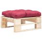 Preview: Garten-Palettenhocker mit Kissen in Rot Holz Natur