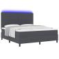 Preview: LED Boxspringbett Dunkelgrau und Weiß 180 x 200 cm Cordstoff