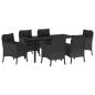 Preview: Garten Essgruppe 7 stk. Schwarz Poly-Rattan