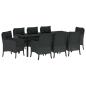 Preview: Garten Essgruppe 9 Stk. Schwarz Poly-Rattan
