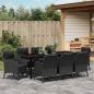 Preview: Garten Essgruppe 9 Stk. Schwarz Poly-Rattan