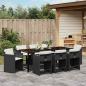 Preview: Garten Essgruppe 9 stk. Schwarz Poly-Rattan