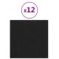 Preview: Wandkopfteilen 12 Stk. 30 x 30 cm Schwarz Stoff