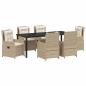Preview: Garten Essgruppe 7 Stk. Beige und Hellgrau Poly-Rattan