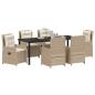 Preview: Garten Essgruppe 7 Stk. Beige und Hellgrau Poly-Rattan