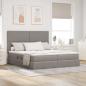 Preview: ARDEBO.de - Aufbewahrungsbett mit Kopfteil Taupe 200 x 200 cm Stoff