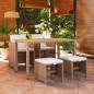 Preview: ARDEBO.de - 5-tlg. Garten-Essgruppe mit Kissen Poly Rattan Beige