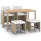 Preview: 5-tlg. Garten-Essgruppe mit Kissen Poly Rattan Beige