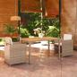 Preview: ARDEBO.de - 3-tlg. Garten-Essgruppe mit Kissen Poly Rattan Beige