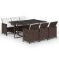 Preview: 7-tlg. Garten-Essgruppe mit Kissen Poly Rattan Braun