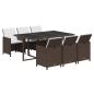 Preview: 7-tlg. Garten-Essgruppe mit Kissen Poly Rattan Braun
