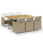 Preview: 7-tlg. Garten-Essgruppe mit Kissen Poly Rattan Beige