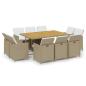 Preview: 11-tlg. Garten-Essgruppe mit Kissen Poly Rattan Beige