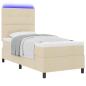Preview: Boxspringbett mit LED-Lichtleisten Creme 100 x 200 cm Stoff