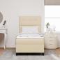 Preview: Boxspringbett mit LED-Lichtleisten Creme 100 x 200 cm Stoff