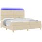 Preview: LED Boxspringbett mit Matratze Creme 200 x 200 cm Stoff