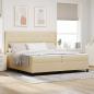 Preview: ARDEBO.de - LED Boxspringbett mit Kopfteil Creme 200 x 200 cm Stoff