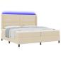 Preview: LED Boxspringbett mit Kopfteil Creme 200 x 200 cm Stoff