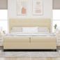 Preview: LED Boxspringbett mit Kopfteil Creme 200 x 200 cm Stoff