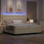 Preview: LED Boxspringbett mit Kopfteil Creme 200 x 200 cm Stoff