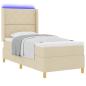 Preview: Boxspringbett mit LED-Lichtleisten Creme 100 x 200 cm Stoff