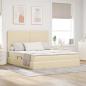 Preview: ARDEBO.de - Aufbewahrungsbett mit Kopfteil Creme 200 x 200 cm Stoff