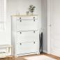 Preview: ARDEBO.de - Schuhschrank Corona Weiß 99 x 32 x 138 cm Massives Kiefernholz