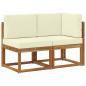 Preview: Outdoor Mittel- und Ecksofa mit Kissen 2 Stück Natur und Creme