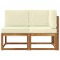 Preview: Outdoor Mittel- und Ecksofa mit Kissen 2 Stück Natur und Creme