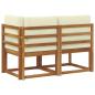 Preview: Outdoor Mittel- und Ecksofa mit Kissen 2 Stück Natur und Creme