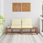 Preview: ARDEBO.de - Outdoor End Sofa 2 Stück Natur und Creme Massivholz Akazie
