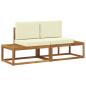 Preview: Outdoor End Sofa 2 Stück Natur und Creme Massivholz Akazie