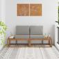 Preview: ARDEBO.de - Outdoor End Sofa mit Kissen 2 Stück Natürlich und Hellgrau