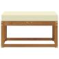 Preview: Outdoor Hockerbank Massivholz Akazie Natur und Creme