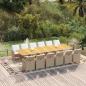 Preview: ARDEBO.de - 13-tlg. Garten-Essgruppe mit Kissen Poly Rattan Beige