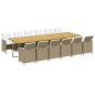 Preview: 13-tlg. Garten-Essgruppe mit Kissen Poly Rattan Beige
