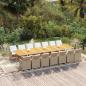 Preview: ARDEBO.de - 15-tlg. Garten-Essgruppe mit Kissen Beige Poly Rattan