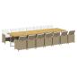 Preview: 15-tlg. Garten-Essgruppe mit Kissen Beige Poly Rattan