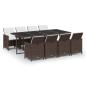 Preview: 9-tlg. Garten-Essgruppe mit Kissen Poly Rattan Braun