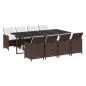 Preview: 9-tlg. Garten-Essgruppe mit Kissen Poly Rattan Braun