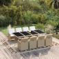 Preview: ARDEBO.de - 9-tlg. Garten-Essgruppe mit Kissen Poly Rattan Beige