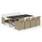 Preview: 9-tlg. Garten-Essgruppe mit Kissen Poly Rattan Beige