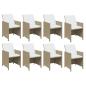 Preview: 9-tlg. Garten-Essgruppe mit Kissen Poly Rattan Beige