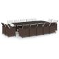 Preview: 15-tlg. Garten-Essgruppe mit Kissen Poly Rattan Braun