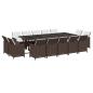 Preview: 15-tlg. Garten-Essgruppe mit Kissen Poly Rattan Braun