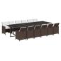 Preview: 13-tlg. Garten-Essgruppe mit Kissen Poly Rattan Braun
