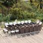 Preview: ARDEBO.de - 19-tlg. Garten-Essgruppe mit Kissen Poly Rattan Braun